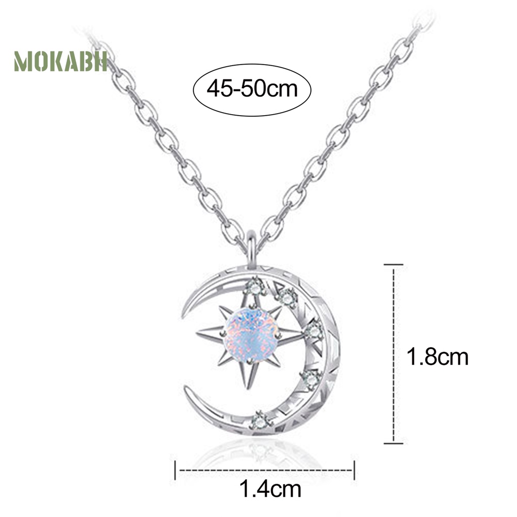 [Mok Abh] Vòng cổ Mặt Hình Tròn Đính Đá Ánh Sáng Mặt Trăng Và Ngôi Sao Tinh Tế Thời Trang Trang Trí Quần Áo