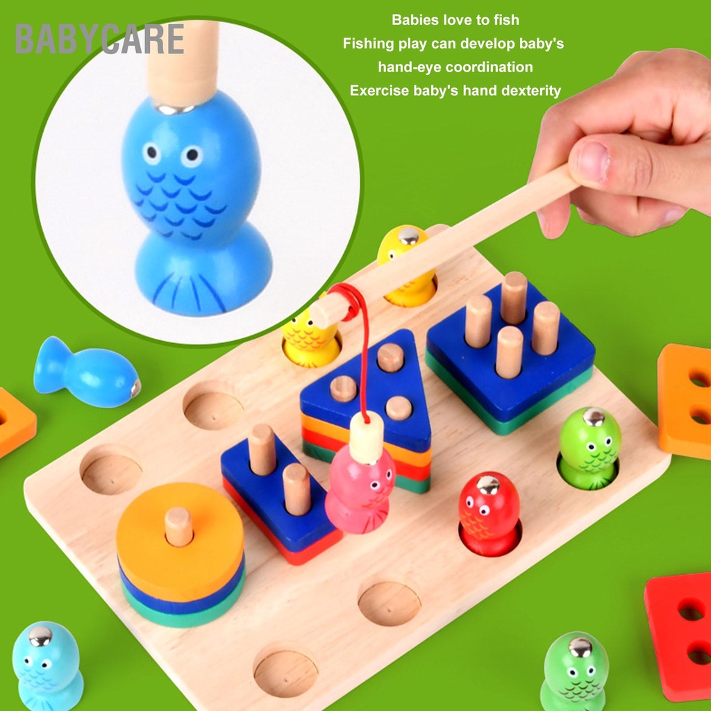 Babycare Trò Chơi Câu Cá Bằng Gỗ Trẻ Em 2 Trong 1 Nhận Thức Hình Dạng Phối Hợp Tay Mắt Cho Bé Trên 3 Tuổi