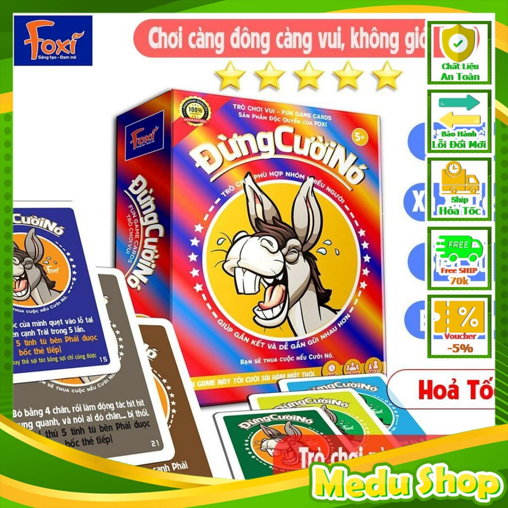 Board game-Đừng cười nó-Foxi-trò chơi hay-hài hước-đấu trí đội nhóm-kết nối thành viên-giá rẻ Shop Đồ Chơi MeduShop