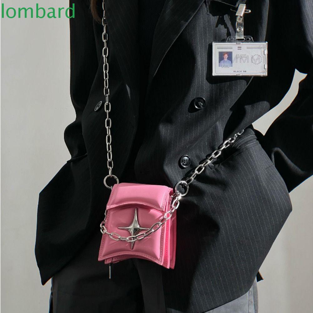 Túi Đeo Chéo Vai Vuông Nhỏ Bằng Da PU Đính Ngôi Sao Râu Phối Dây Xích Bằng Hợp Kim Cá Tính Dành Cho Nữ