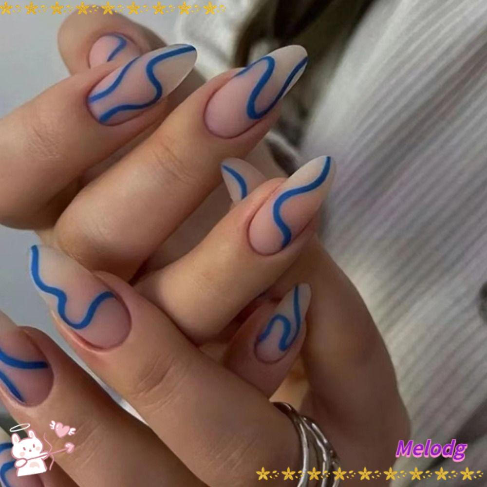 MELODG Bộ 24 Móng Tay Giả Hình Ngôi Sao Có Thể Tháo Rời