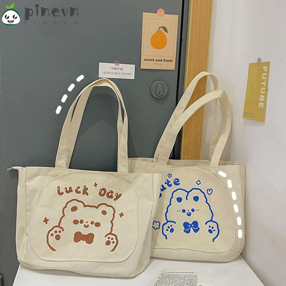 PINEVN Túi Xách Canvas Cỡ Lớn Thời Trang Trẻ Trung