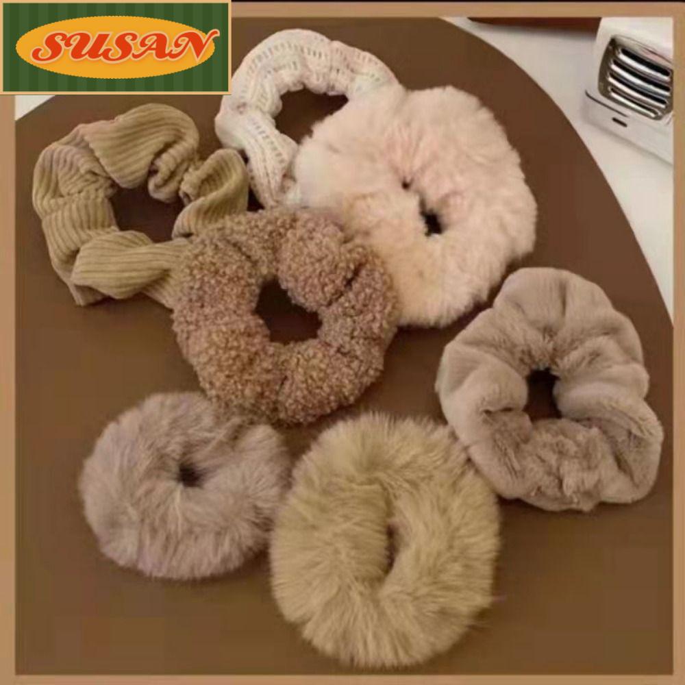 SUSANS Set 7 Dây Cột Tóc Co Giãn Phối Lông Thời Trang Cho Nữ