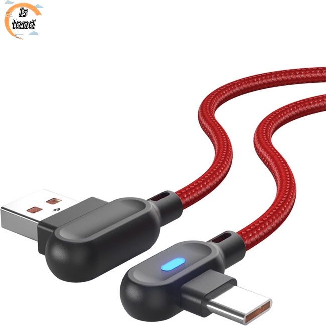 Dây Cáp Sạc Nhanh Truyền Dữ Liệu Type-c 90 Độ Có Đèn Phát Sáng Cho Điện Thoại Di Động