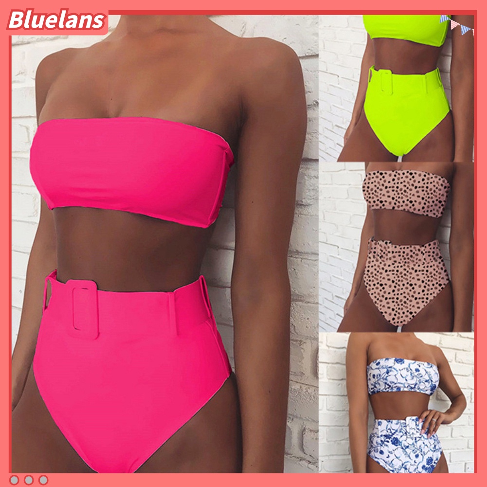 Bộ Bikini In Hoa Lưng Cao Có Mút Đệm Quyến Rũ Cho Nữ