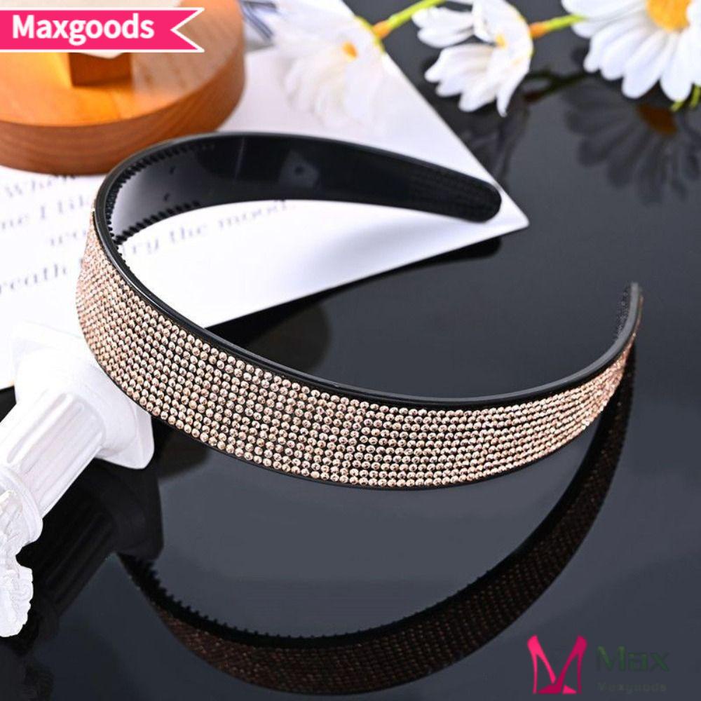 MAXG Băng Đô Cài Tóc Đính Đá Pha Lê Màu Sắc Trơn Không Trượt Dùng Rửa Mặt / Trang Điểm