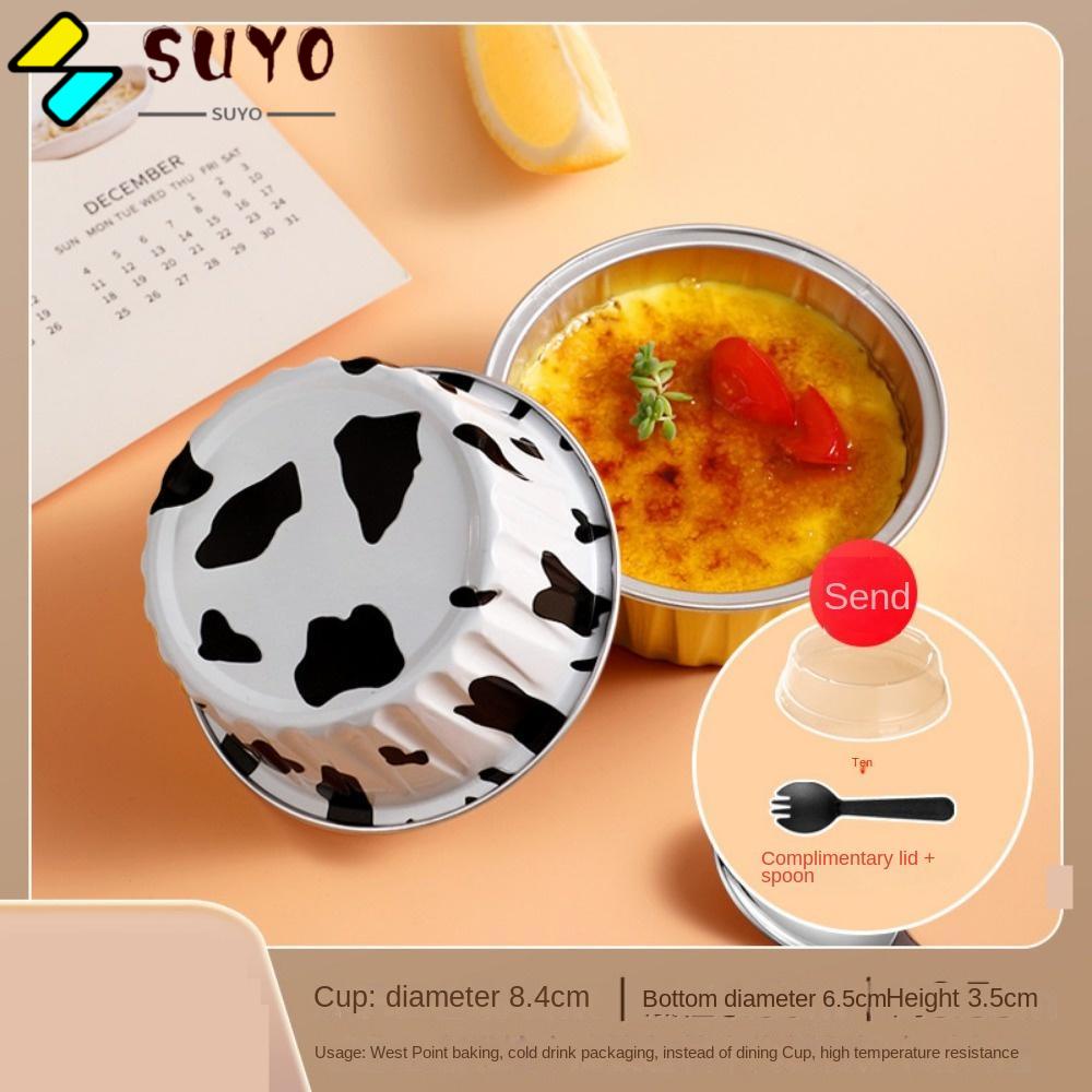 SUYO Set 60 Cốc Lá Nhôm Làm Bánh Cupcake Có Nắp Đậy
