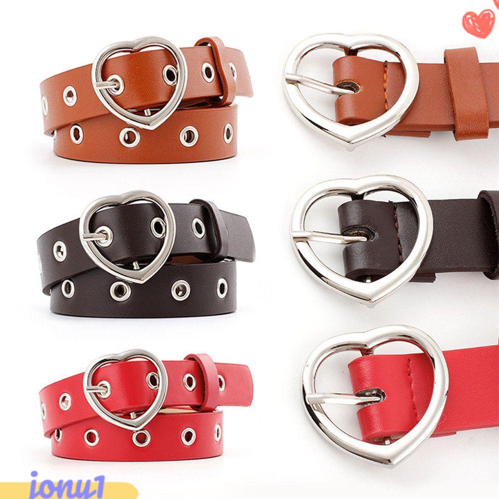 JONYE Thắt Lưng Da Pu Khóa Trái Tim Màu Kẹo Ngọt Thời Trang