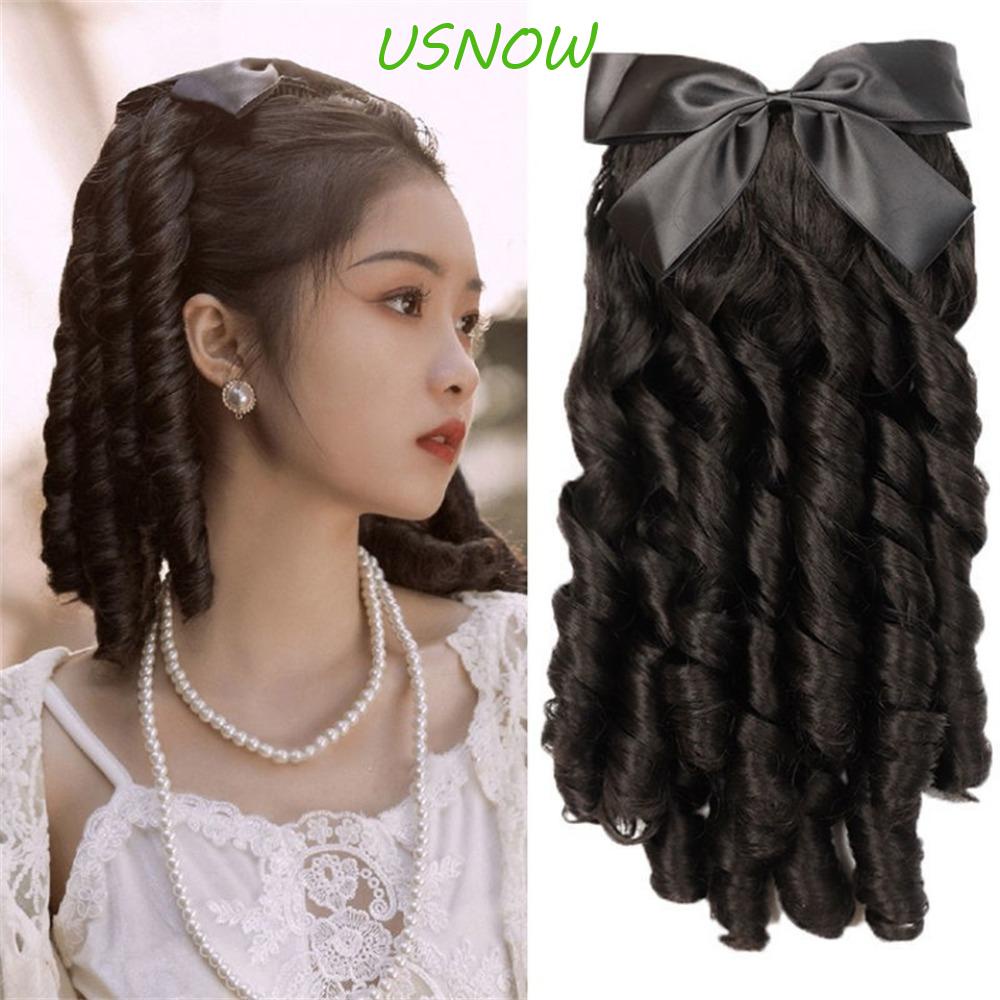 USNOW Tóc Giả Màu Đen / Nâu Mượt Mà Chịu Nhiệt Phong Cách Thời Trung Cổ Châu Âu