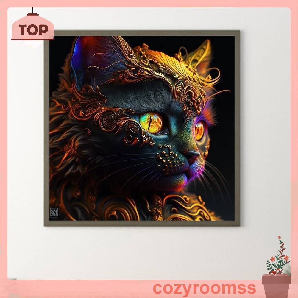 Tranh Đính Đá Kim Cương Toàn Bộ 5D DIY Hình Vẽ Mèo Trang Trí Nhà Cửa