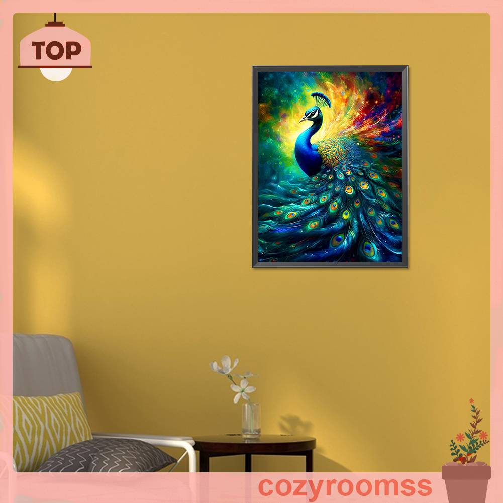 Bộ Tranh Đính Đá 5D Họa Tiết Chim Công Độc Đáo DIY Dùng Trang Trí Nhà Cửa