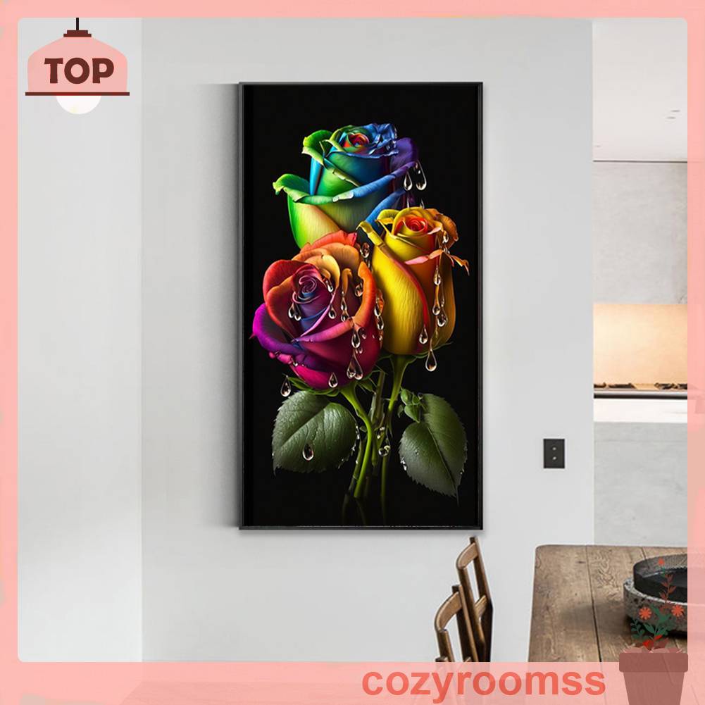 Tranh Đính Đá Kim Cương Toàn Bộ 5D DIY Hình Vẽ Hoa Hồng