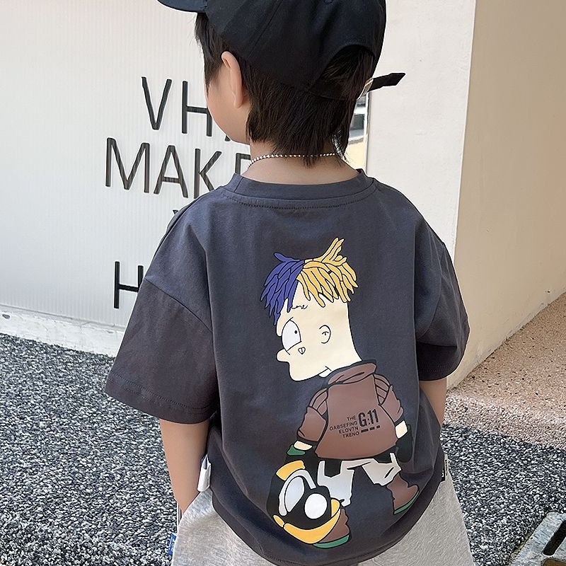 Áo Thun cotton Tay Ngắn Thời Trang Hàn Quốc Cho Bé Trai