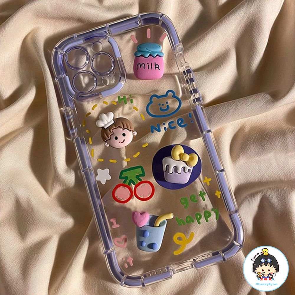 Ốp Điện Thoại TPU Mềm Chống Trượt Chống Rơi Họa Tiết Hoạt Hình Graffiti Cho IPhone 14 11 13 12 Pro Max 8 7 Plus X