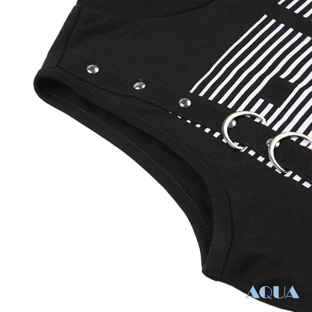 Áo Croptop Sát Nách Cổ Lọ Phối Ruy Băng In Chữ Phong Cách Hip Hop Thời Trang Mùa Hè Cho Nữ