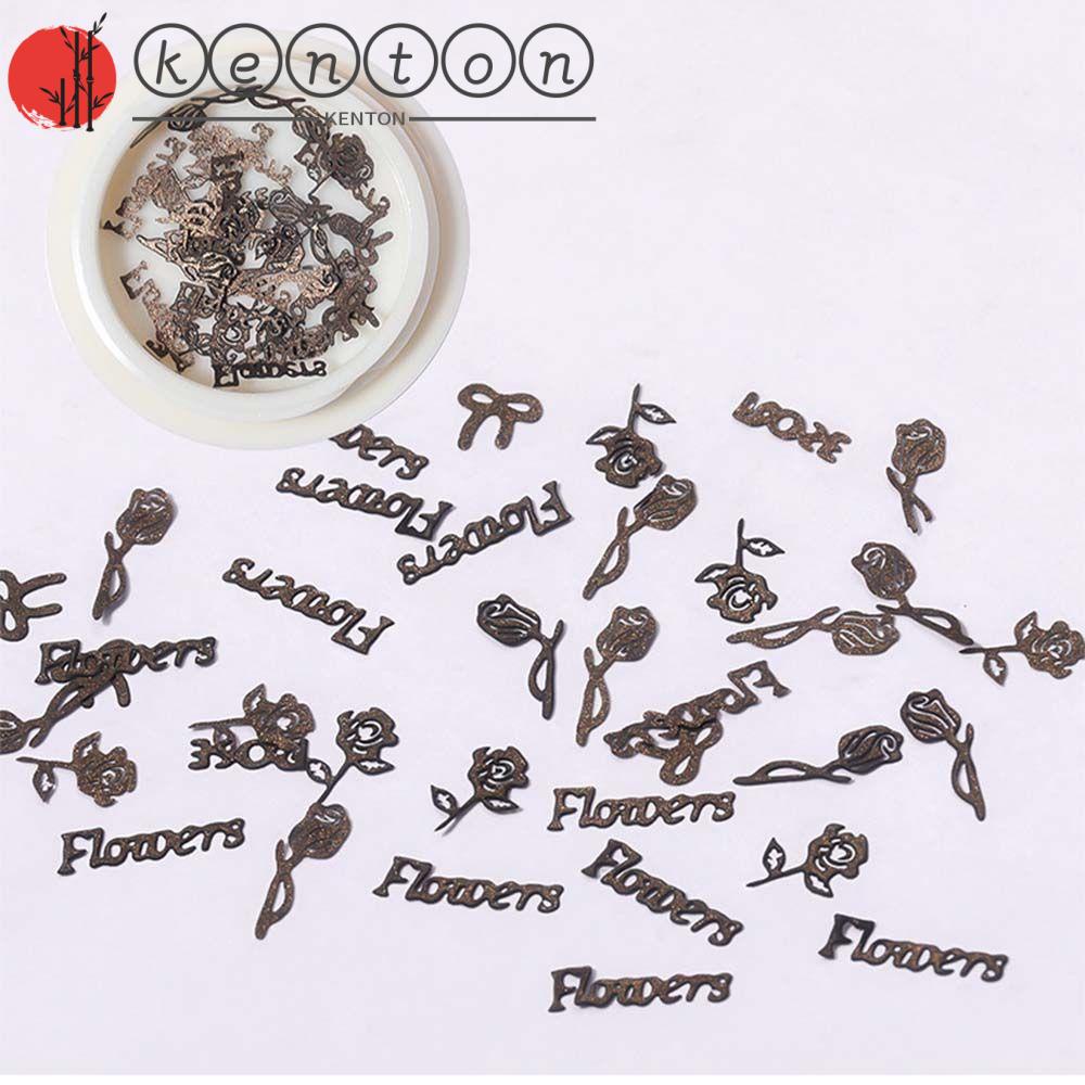 KENTON Set 50 Miếng Dán Trang Trí Móng Tay Nghệ Thuật Hình Hoa Hồng Bột Gỗ Siêu Mỏng Thời Trang