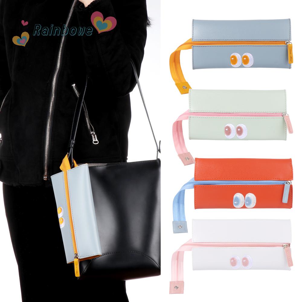 RAINBOW Túi Đựng Bút Chì / Đồ Trang Điểm Sức Chứa Lớn Có Khóa Kéo Gấp Gọn Tiện