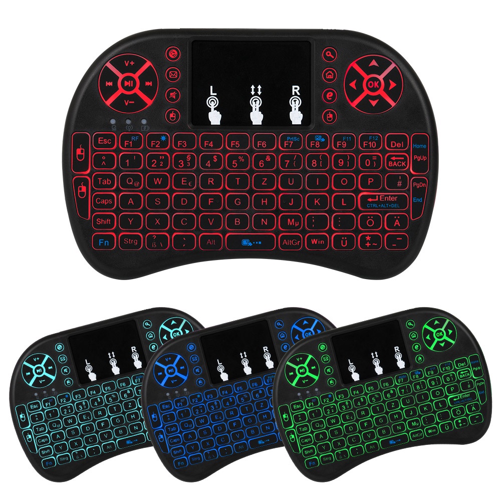 7 màu Backlit Mini Bàn phím Air Mouse 2.4ghz Bàn phím không dây cho Android Smart TV và Windows PC lzf0625