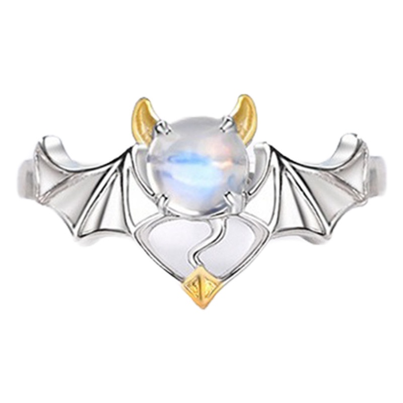 Ygt Nhẫn Mạ Bạc 925 Đính Đá Mặt Trăng Nhỏ Thiên Thần Có Thể Điều Chỉnh Kỷ Niệm Thời Trang Cho Cặp