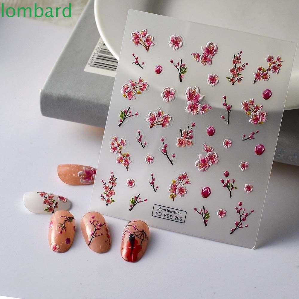 LOMBARD Miếng Dán Trang Trí Móng Tay Tự Dính Họa Tiết Đám Mây Hoa Hồng Phong Cách Trung Hoa