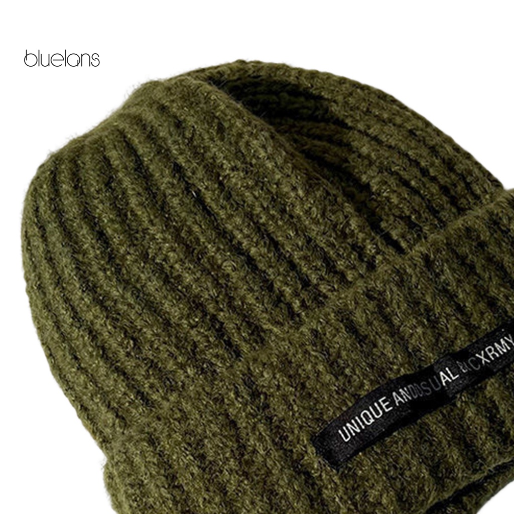 Mũ Beanie Dệt Kim Dày Màu Trơn Giữ Ấm Mùa Đông Phong Cách Nhật Bản Cho Nữ