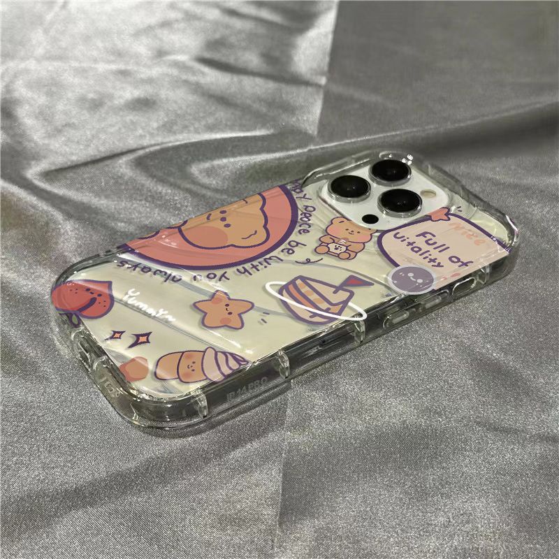 Ốp Điện Thoại Mềm Trong Suốt Hình Gấu Dễ Thương Cho iPhone14promax 1312 / 11 7 / 8plus xr / sins EXB4