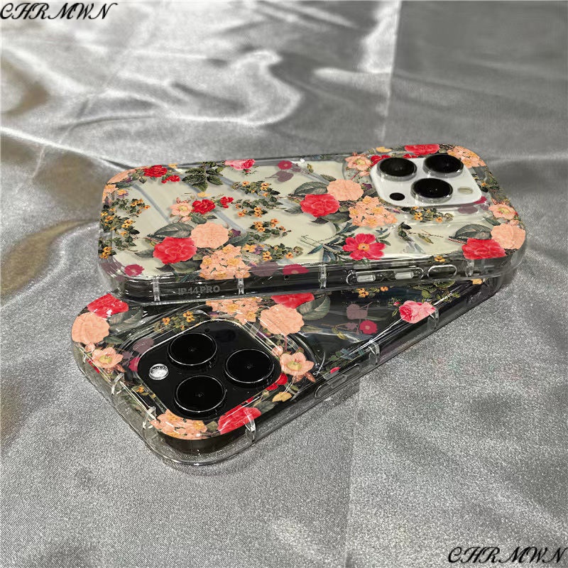 Ốp Điện Thoại Mềm Trong Suốt Họa Tiết Hoa Retro Cho Iphone 14Promax 1312 / 11 7 / 8plus xr / sins VIK8