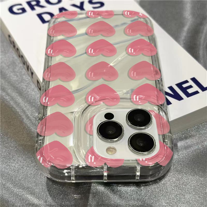Ốp Điện Thoại Mềm Trong Suốt Họa Tiết Trái Tim Màu Hồng DSJC Cho Iphone 8 / 11 plus Xr 14Promax 13127