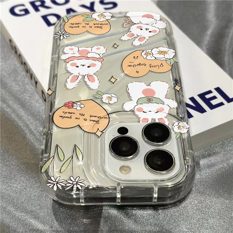 Ốp Điện Thoại Mềm Trong Suốt Hình Thỏ Lông Xù Đáng Yêu Cho iPhone14promax 1312 / 11 7 / 8plus xr / sins ZP93