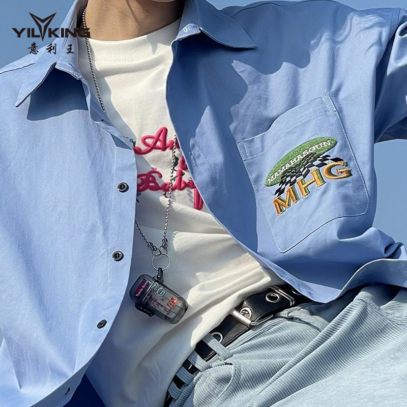 Áo Sơ Mi Tay Ngắn Phong Cách Đường Phố Hong Kong Thời Trang Mùa Hè Mới 2023