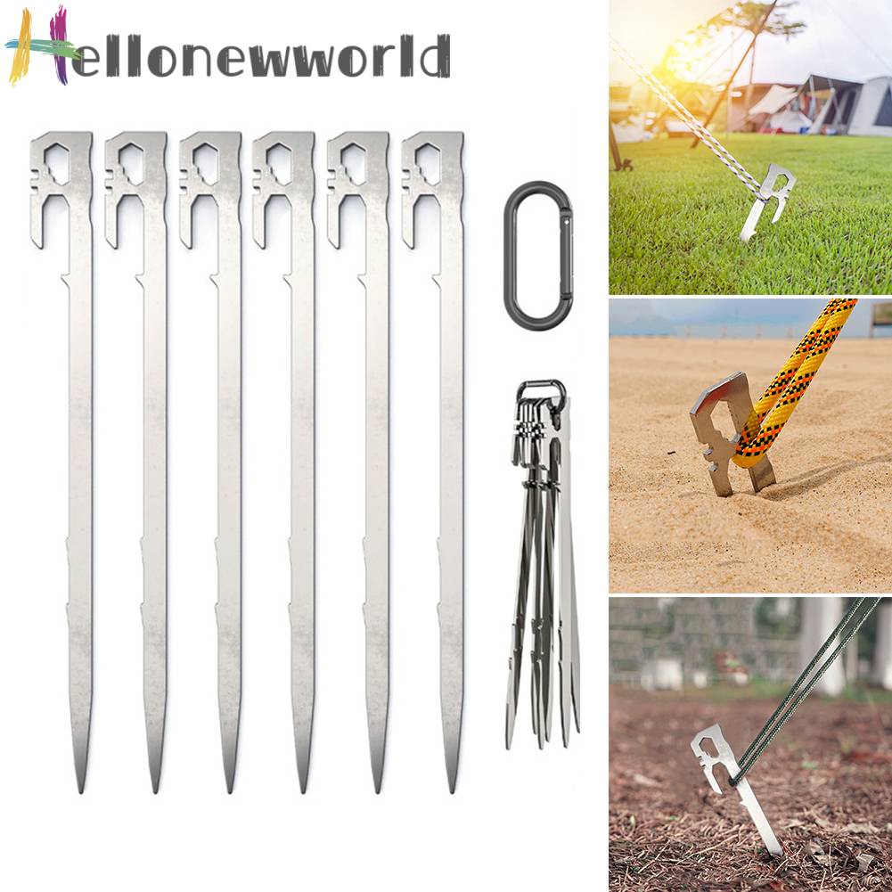 Set 6 Cọc Dựng Lều Bằng Thép Không Gỉ 28cm