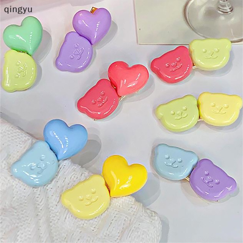 Kẹp Tóc Hình Gấu Hoạt Hình Màu Kẹo Ngọt Dành Cho Nữ