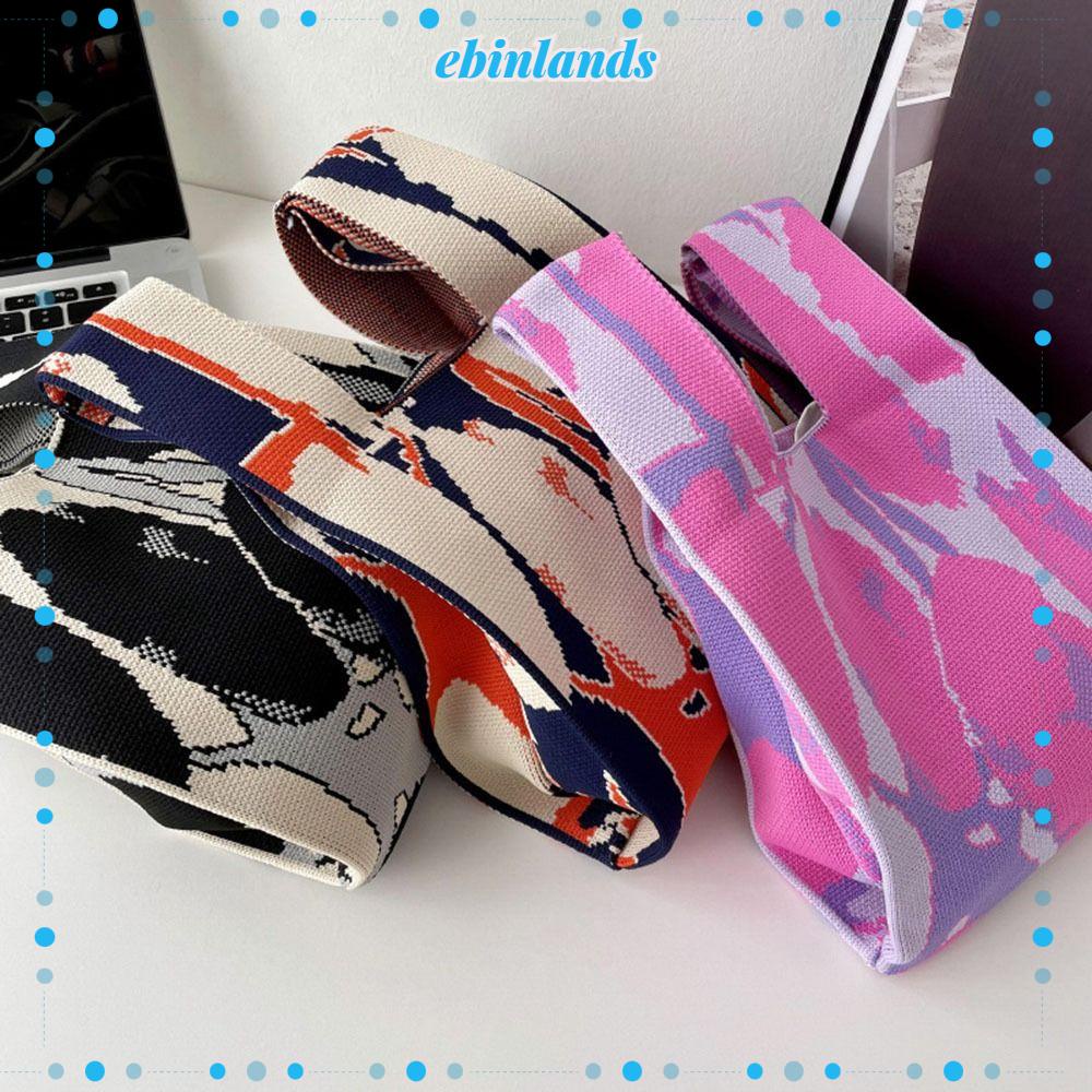 EBINLANDS Túi Xách Mini Đan Len Màu Sắc Thời Trang Cho Nữ