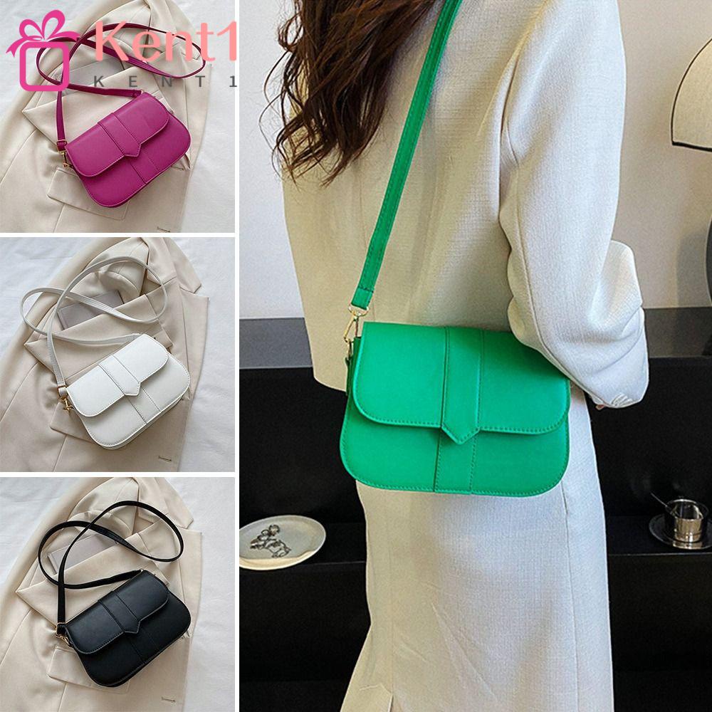 KENT1 Túi Đeo Chéo Da PU Màu Trơn Dáng Vuông Nhỏ Thời Trang Cho Bạn Gái