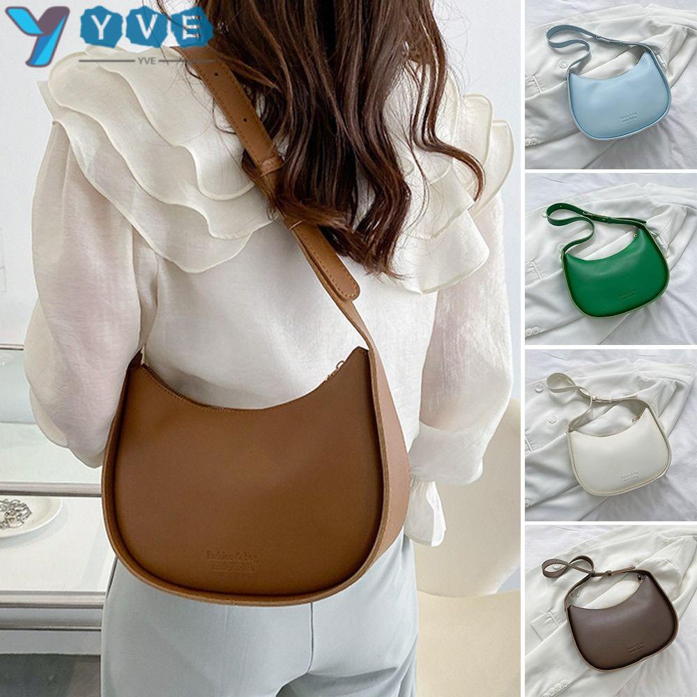YVE Túi Đeo Chéo Da PU Màu Trơn Cỡ Lớn Thời Trang Cho Nữ