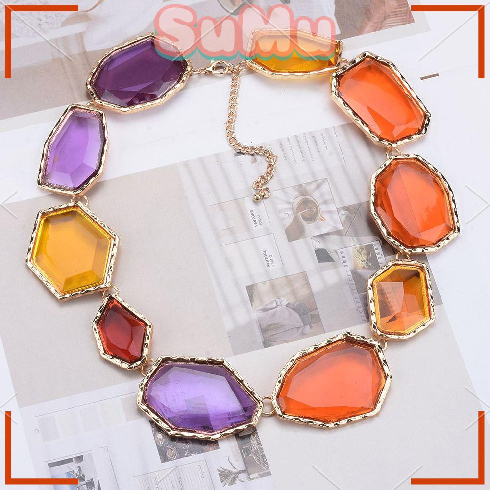 Vòng Cổ Choker Bằng Resin Trong Suốt Nhiều Màu Hình Học Thời Trang Bohemian
