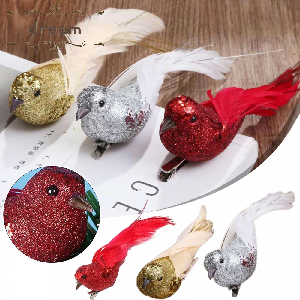 【DREAMLIFE】12 PCS Artificial Feather Birds Clips High Quality For Wreaths Christmas Decor
