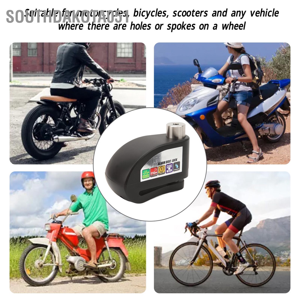 Southdakota051 Khóa Phanh Đĩa Xe Máy 110db Bằng Thép Không Gỉ Chống Thấm Nước Cho Đạp Tay Ga
