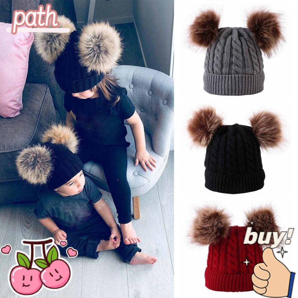 PATH Mũ Dệt Kim Phối Banh Lông Thú Cho Bé