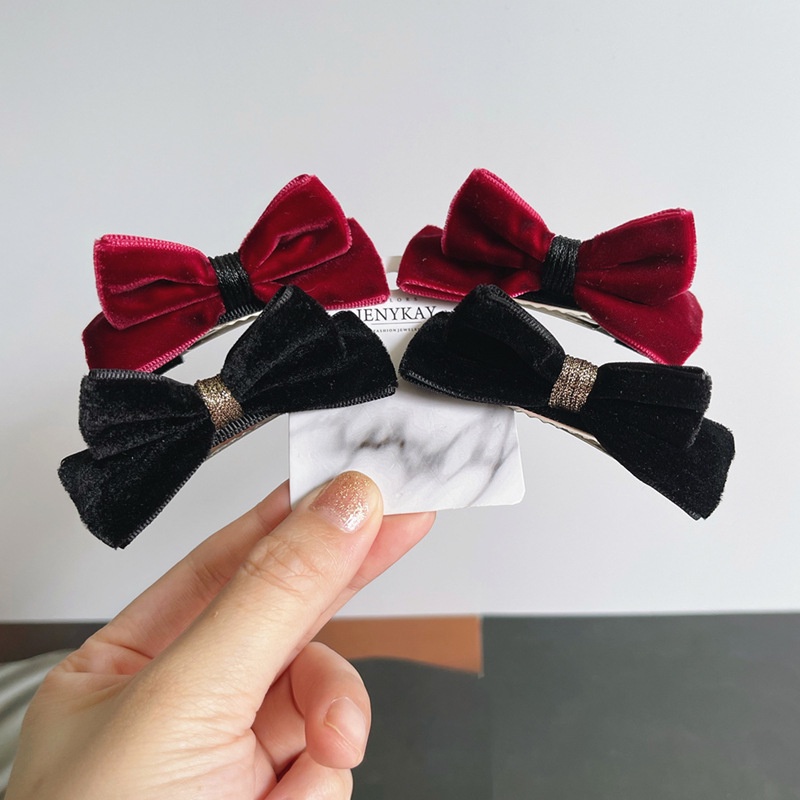 Kẹp Tóc Hình Nơ Bằng Nhung Phong Cách Pháp Thanh Lịch Cho Nữ