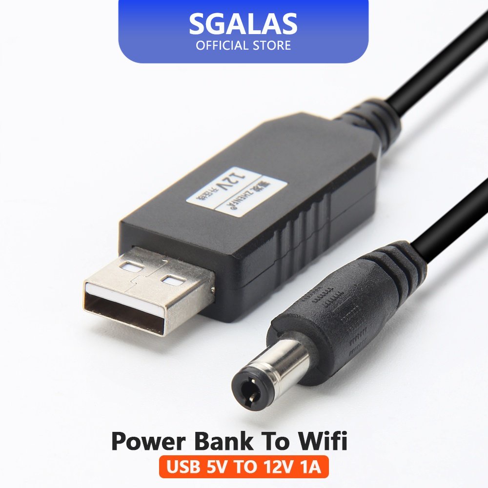 Dây nối ắc quy SGALAS DC 5V sang DC 9V/ 12V dài 1m cổng USB 2.1x5.5mm cho Arduino Wifi