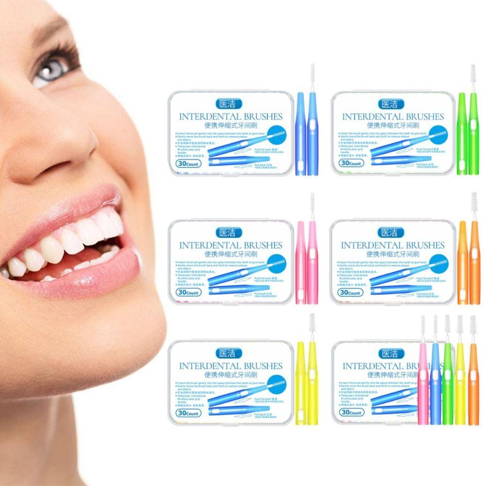 OCEANMAP Hộp 30 Bàn Chải Đánh Răng 0.6-1.5mm Có Thể Thu Gọn Tiện Dụng