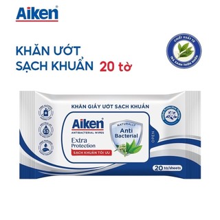 Khăn Ướt Sạch Khuẩn Aiken Chiết Xuất Trà Xanh 20 tờ/gói