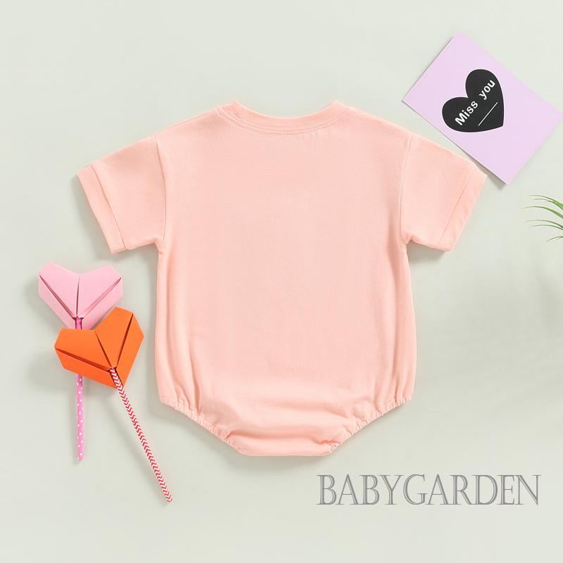 Áo Liền Quần Ngắn Tay Thêu Chữ Cho Bé 0-18 Tháng Tuổi