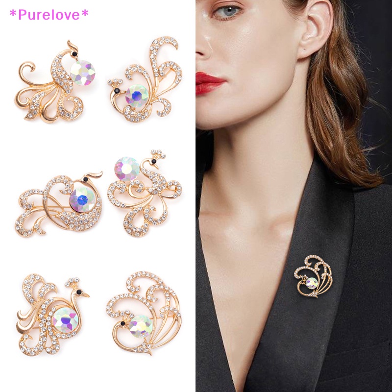 Ghim Cài Áo Hình Chim Công Đính Đá Bằng Hợp Kim Thời Trang Cho Nữ Mới