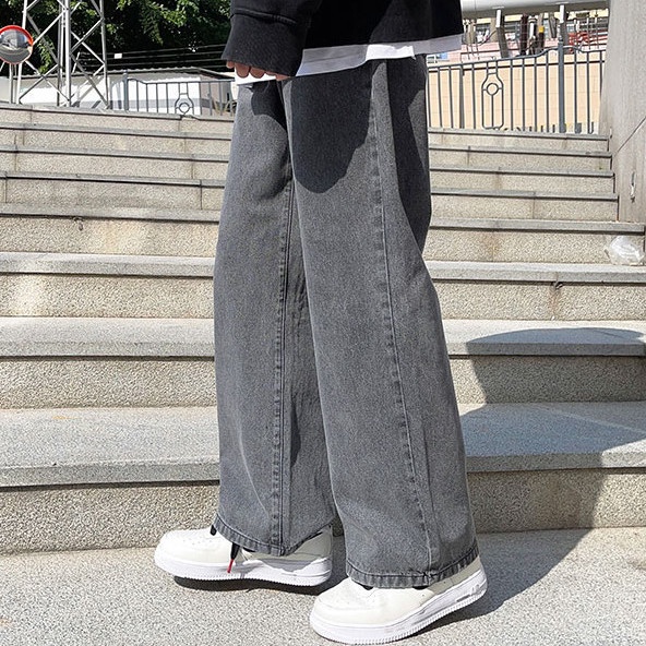Quần Jean Ống Rộng Màu Sắc Đơn Giản Dễ Phối Đồ Thời Trang Cho Nam