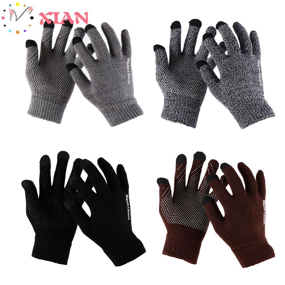 XIANTIN Găng Tay Len Dệt Kim Co Giãn Giữ Ấm Chạm Cảm Ứng Điện Thoại Cho Nam Nữ