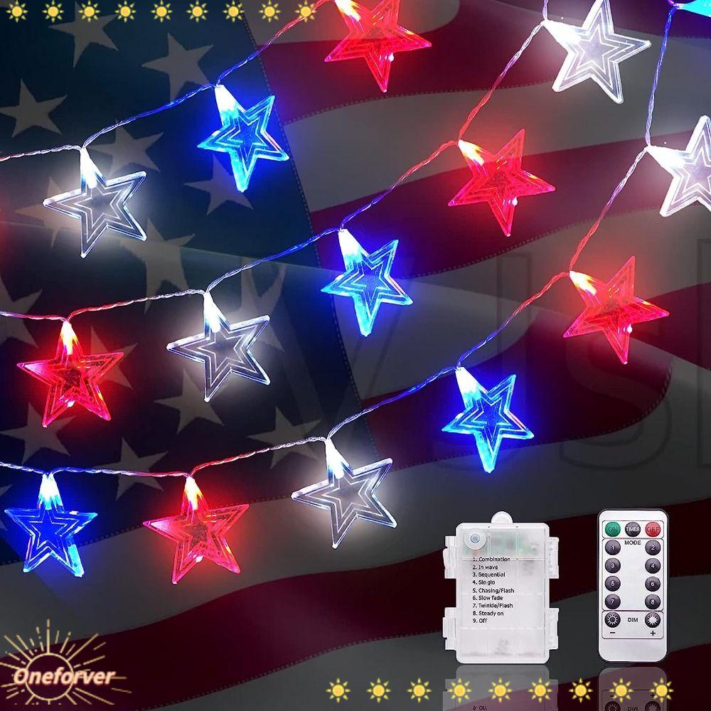Forever Dây Đèn LED Hình Ngôi Sao Chống Nước Màu Đỏ Trắng Xanh 4th Dùng Trang Trí Vườn