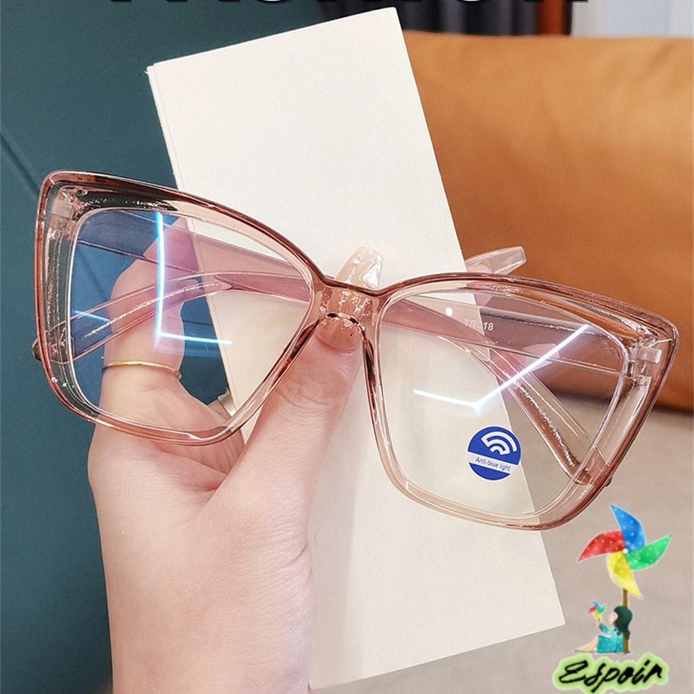 Mắt Kính Gọng Lớn Trong Suốt Chống Tia UV Màu Xanh Dương Thời Trang Cho Nữ
