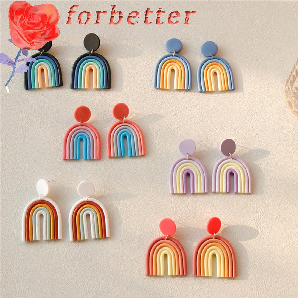 FORBETTER Bông Tai Handmade Màu Gradient Dễ Thương Dành Cho Nữ